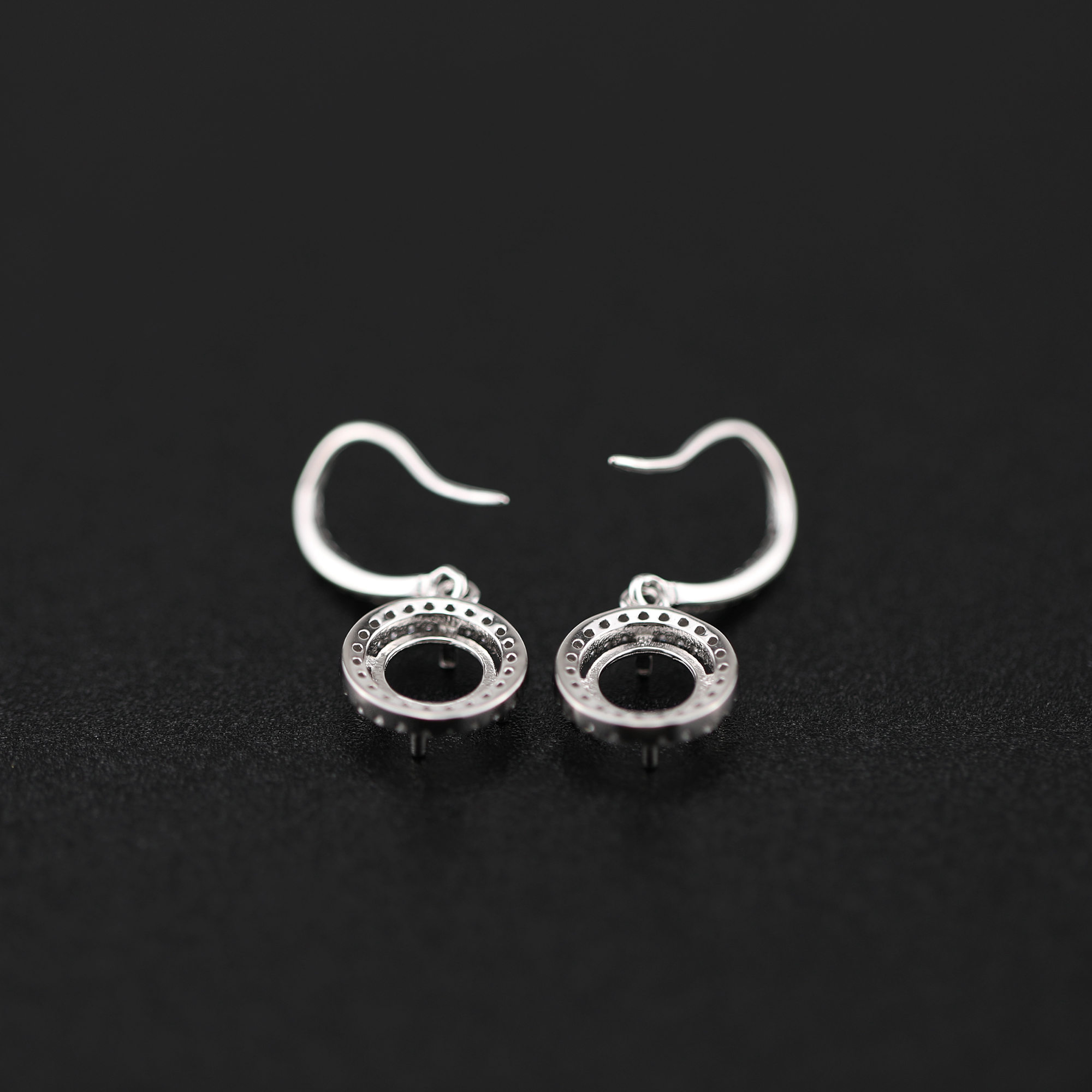 1Pair 5-8MM Round Prong Bezel Rose Gold Plated Solid 925 Sterling Silver Hook Earrings Blank Settings for Gemstone Moissanite 1706041 - Click Image to Close